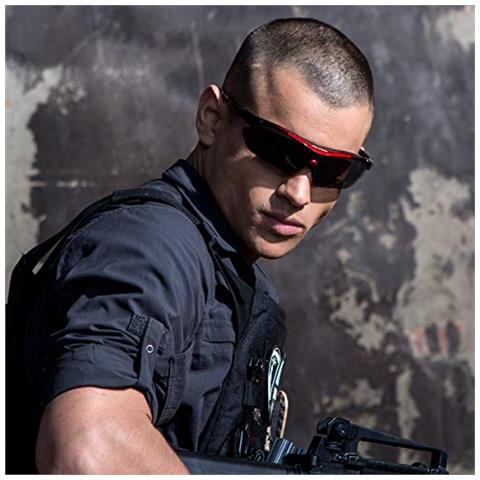 Occhiali Da Sole Di Sport 5 In 1 Polarizzati Vetri Di Riciclaggio Per Gli Uomini Donne Tattico Di Vetro Militari Per Bicicletta Da Corsa Di Guida Protezione Uv 400 Golf Occhiali Da Sole Rosso - Foto 2