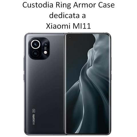 Custodia Alta Protezione Con Anello Per Xiaomi Mi 11 Black - Foto 2