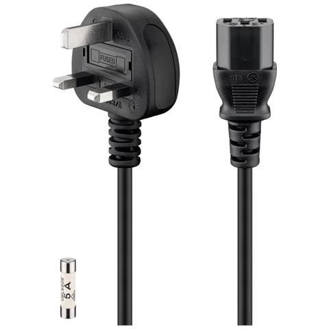 45754 cavo di alimentazione Nero 1,5 m Spina di alimentazione di tipo G Accoppiatore C13 - Foto 1