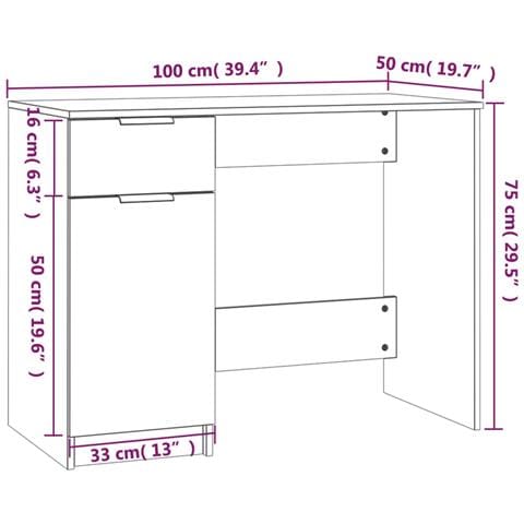 Scrivania Rovere Fumo 100x50x75 Cm In Legno Multistrato - Foto 2