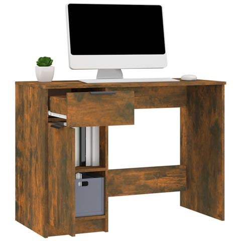 Scrivania Rovere Fumo 100x50x75 Cm In Legno Multistrato - Foto 9
