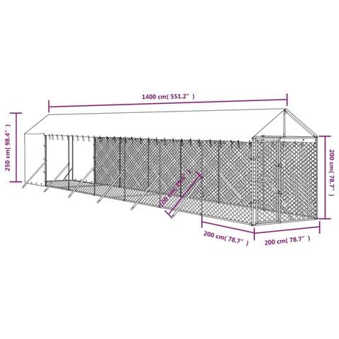 Cuccia Cani Da Esterno Tetto Argento 2x14x2,5 M Acciaio Zincato - Foto 2