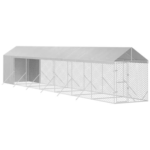 Cuccia Cani Da Esterno Tetto Argento 2x14x2,5 M Acciaio Zincato - Foto 3