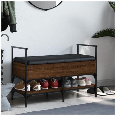 Panca Porta Scarpe Rovere Marrone 85,5x42x57,5 Cm - Foto 3