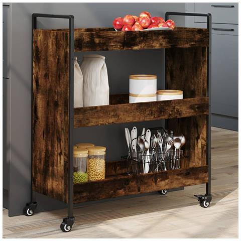 Carrello Da Cucina Rovere Fumo 70x30x82 Cm In Legno Multistrato - Foto 1