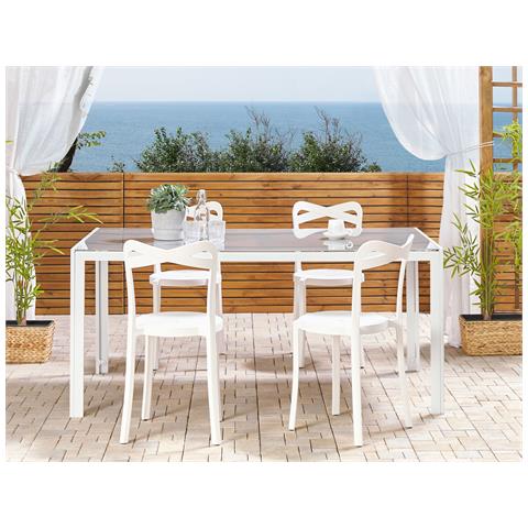 Set Di 4 Sedie In Plastica Bianco Camogli - Foto 1