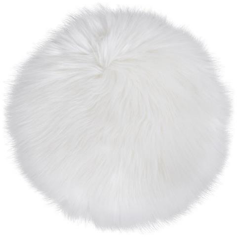 Pouf Lambskin - Bianco - Poliestere - 35x35x6,5 Cm - Foto 1