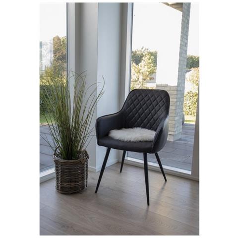 Pouf Lambskin - Bianco - Poliestere - 35x35x6,5 Cm - Foto 2