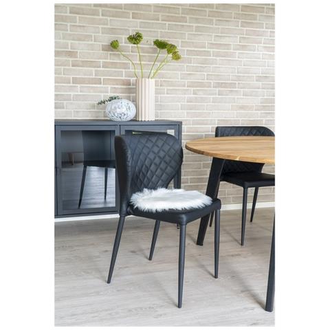 Pouf Lambskin - Bianco - Poliestere - 35x35x6,5 Cm - Foto 3