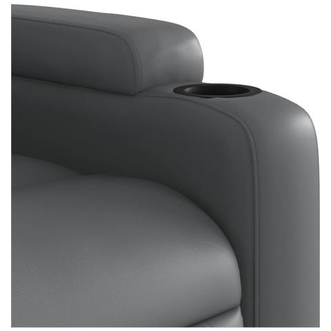 Poltrona Massaggiante Reclinabile Grigia In Similpelle - Foto 8