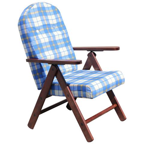 Poltrona Relax Da Interno In Legno 4 Posizioni Con Braccioli - Blue - Foto 1
