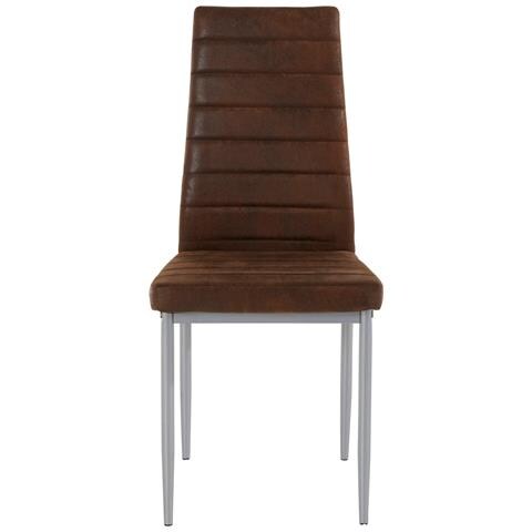 Kate Set Di 2 Sedie Da Pranzo Imbottite In Microfibra Marrone - Foto 2