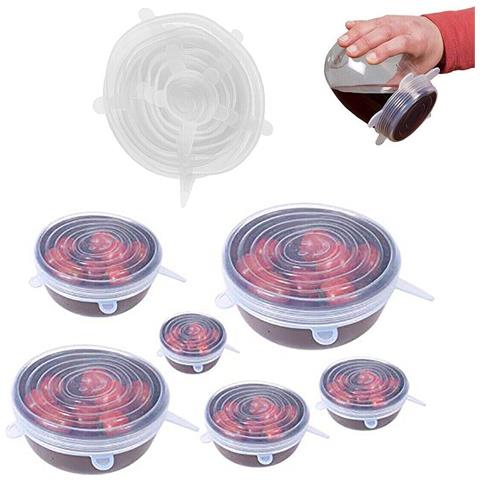 Set Da 6 Coperchi In Silicone Estensibili Di Diverse Dimensioni Microonde Frigo - Foto 1