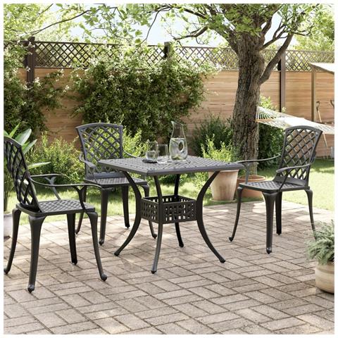 Tavolo Da Giardino Nero 80x80x75 Cm In Alluminio Pressofuso - Foto 3