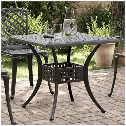 Tavolo Da Giardino Nero 80x80x75 Cm In Alluminio Pressofuso - Foto 1