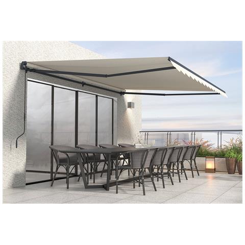 Tenda Retrattile Manuale 4x3m - - Vecchio - Idrorepellente - Superficie Coperta 12m² - Beige - Tessuto Premium 320m² - Anti-uv - Foto 1