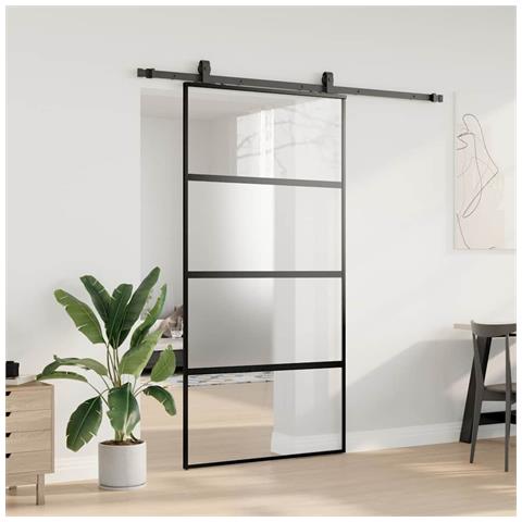 Porta Scorrevole Ferramenta Nera 102,5x205 cm Vetro Temperato - Foto 2