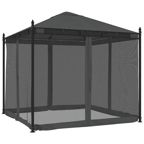 Gazebo Con Pareti In Rete Antracite 2,93x2,93 M In Acciaio - Foto 2