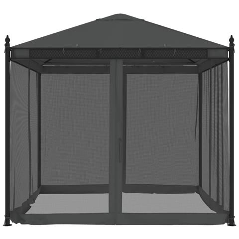 Gazebo Con Pareti In Rete Antracite 2,93x2,93 M In Acciaio - Foto 3