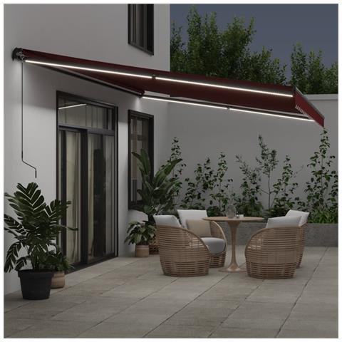 Tenda Da Sole Retrattile Manuale Con Led Bordò 600x350 Cm - Foto 3