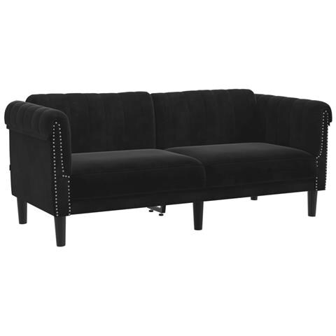 Divano A 2 Posti Nero In Velluto - Foto 2