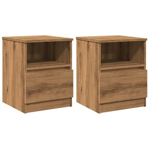 Comodini 2 Pz Rovere Artigianale 40x40x50 Cm Legno Multistrato - Foto 2