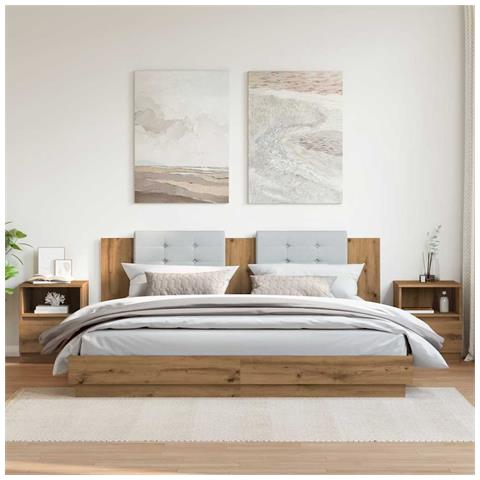 Comodini 2 Pz Rovere Artigianale 40x40x50 Cm Legno Multistrato - Foto 3