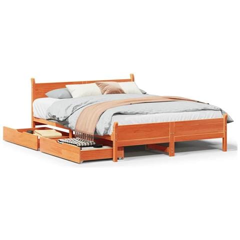 Letto senza Materasso Marrone Cera 120x190 cm in Legno di Pino - Foto 1