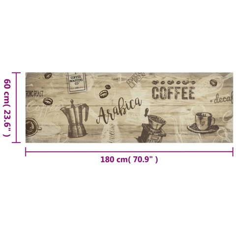 Tappeto Da Cucina Lavabile Marrone Caffè 60x180 Cm In Velluto - Foto 5