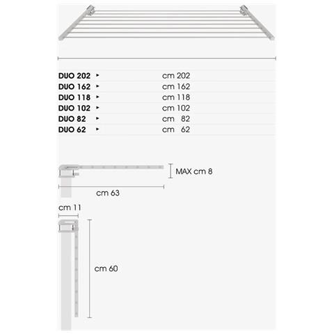 Stendino Da Ringhiera Esterno 162x63x8 Cm Corten, Ribaltabile In Alluminio Per Balconi E Terrazzi - Foto 1