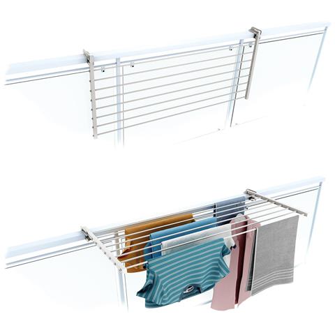 Stendino Da Esterno Per Balcone 102x63x8 Cm Bianco, Ribaltabile E Leggero, Ideale Per Ringhiere - Foto 1