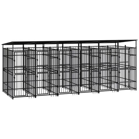 Gabbia per Cani da Esterno con Tetto in Acciaio 11,06 m² - Foto 1