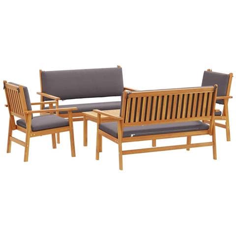 Set da giardino con divano a 5 pezzi e cuscini in legno massello di acacia - Foto 1