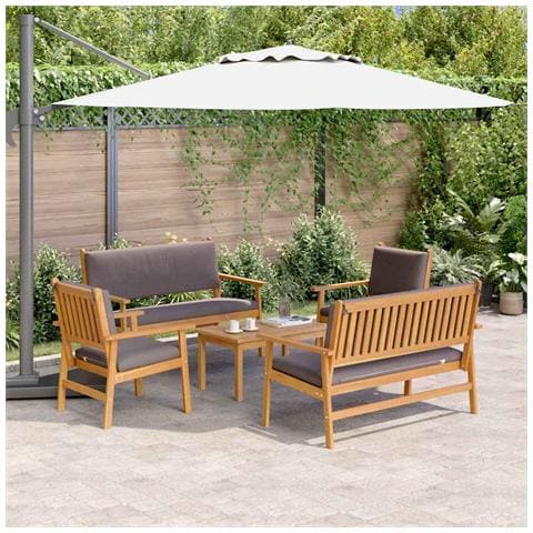 Set da giardino con divano a 5 pezzi e cuscini in legno massello di acacia - Foto 2