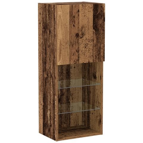 Mobile TV con luci LED in legno invecchiato 40,5x30x102 cm - Foto 1