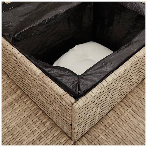 Divano da Giardino con Tavolo e Cuscini a L Beige in Polyrattan - Foto 9