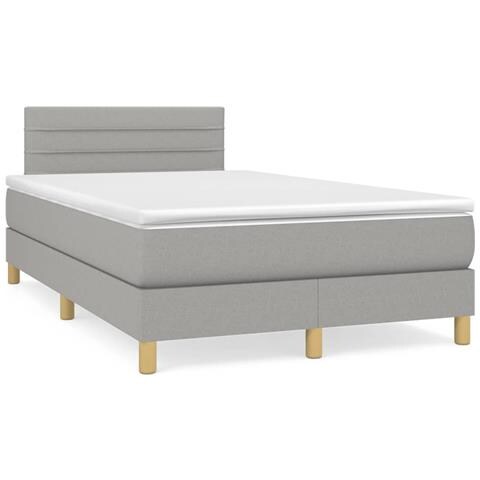Giroletto a Molle con Materasso Grigio Chiaro 120x190cm Tessuto - Foto 2