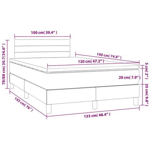 Giroletto a Molle con Materasso Grigio Chiaro 120x190cm Tessuto - Foto 9