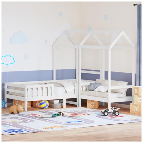Giroletto con Panca e Tetto Bianco 80x200cm Legno Massello Pino - Foto 2
