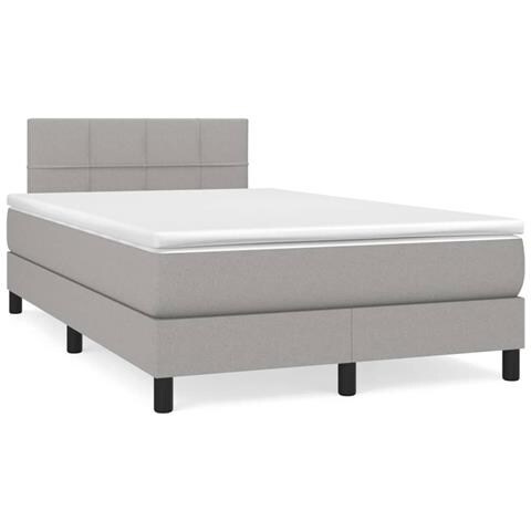 Letto a Molle Materasso e LED Grigio Chiaro 120x190 cm Tessuto - Foto 2