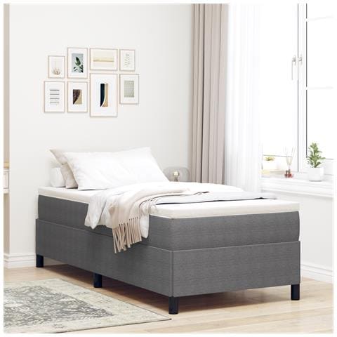 Struttura Letto  Grigio Chiaro 100x200 cm Tessuto Corduroy - Foto 2