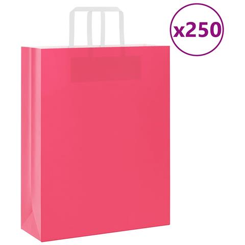 Sacchetti di Carta 250 pz con Manici Rosa 32x12x42 cm - Foto 1