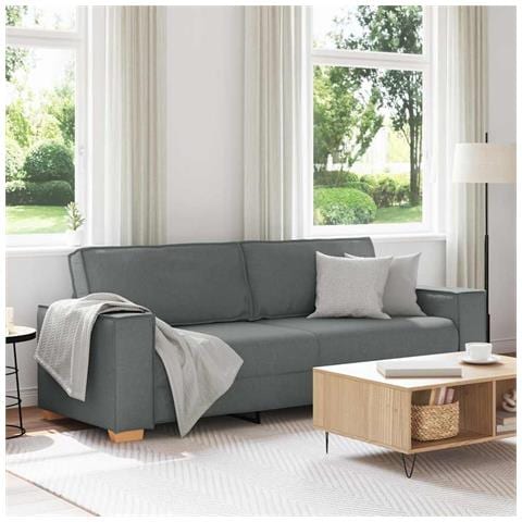 Divano a 3 posti Grigio scuro 180 cm in tessuto - Foto 2