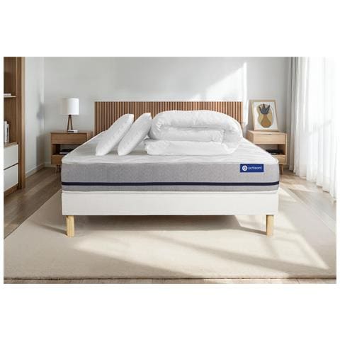 Pacchetto Letto Completo - Materasso 140x190cm + Box Spring Con Doghe (kit) + 2 Cuscini + Piumino - Actilatex Soft - Foto 1