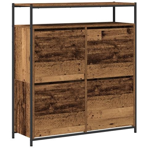 Mobile per Scarpe con 4 Cassetti Ribaltabili Legno Invecchiato 100x34x112 cm - Foto 1