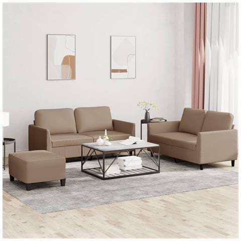 Set di Divani 3 pz con Cuscini cappuccino in Similpelle - Foto 2