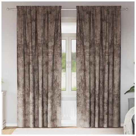 Tenda con tende 2 pcs Cappuccino 260 x 140 cm Velluto - Foto 2