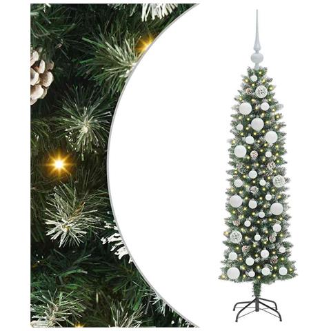 Albero di Natale Artificiale Sottile Verde e Bianco 120 cm - Foto 1