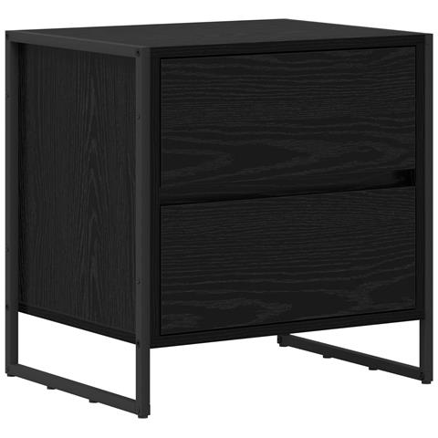 Comodino Rovere Nero 50 x 39.5 x 50 cm Legno multistrato - Foto 1