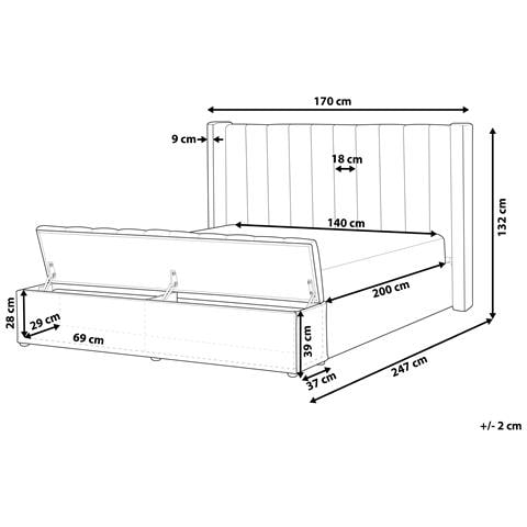 Letto Con Panca Contenitore Velluto Noyers 140 X 200 Cm Bianco Sporco - Foto 6